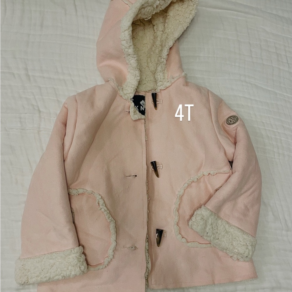 DKNY Light Pink Hooded Puffer Coat